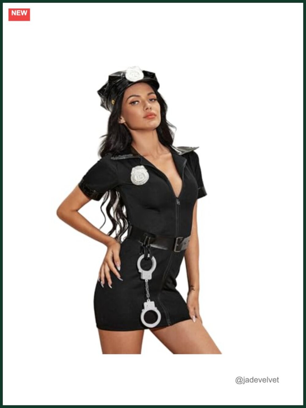 Women's Sexy Police Officer Costume Cosplay Lingerie Set with Hat Handcuffs